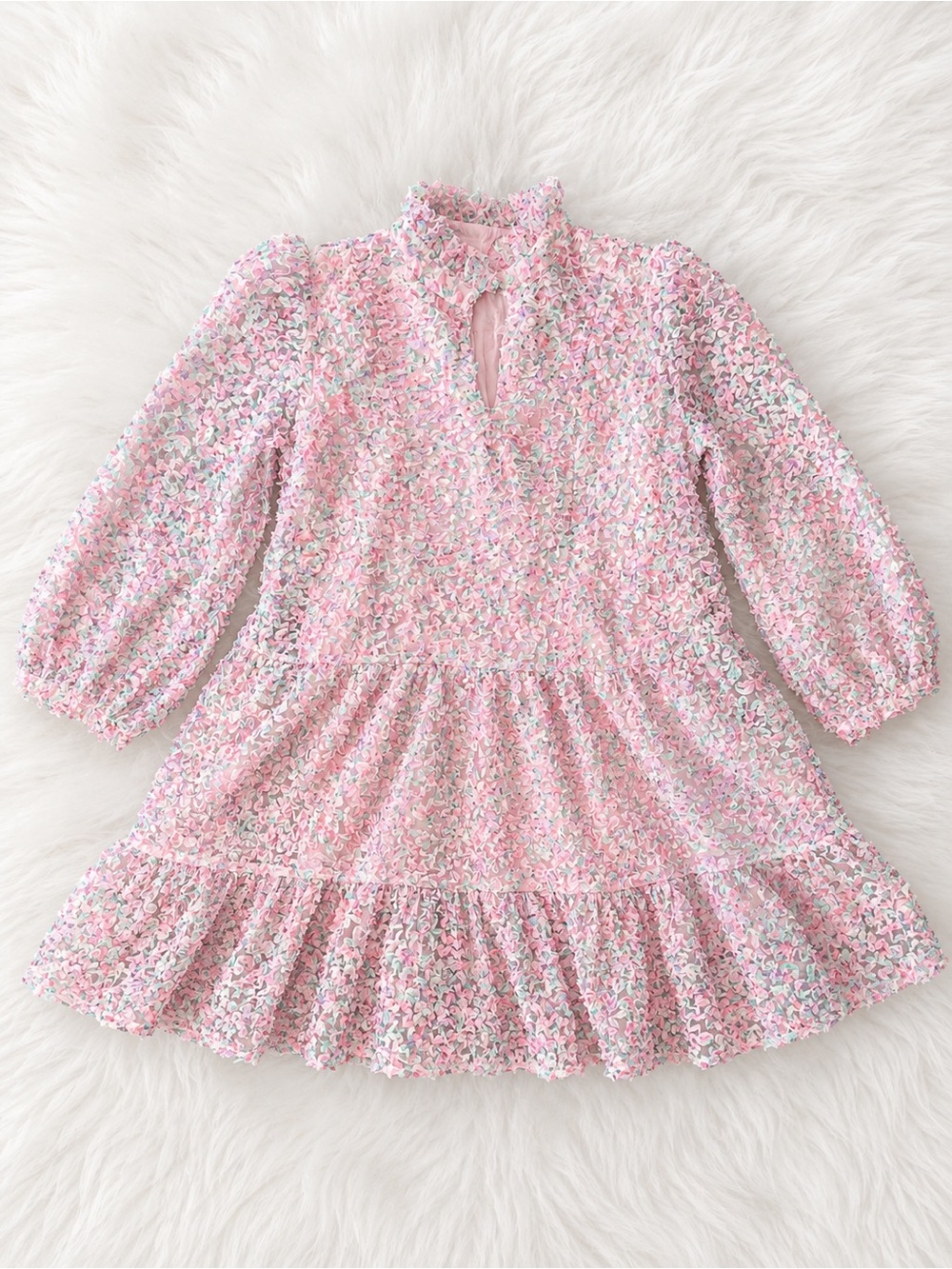 Shop the Mint Pink Floral Textured Ruffle Dress XL